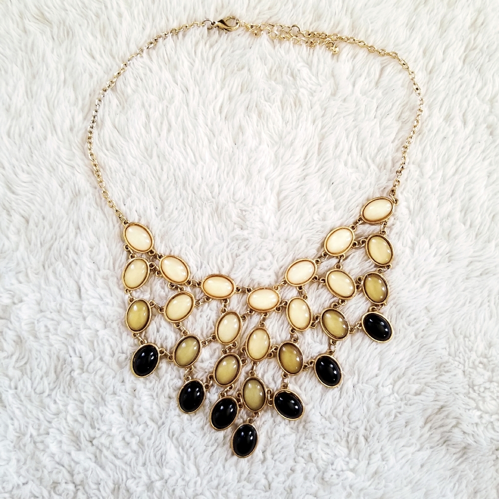 Large statement necklace with gold chain